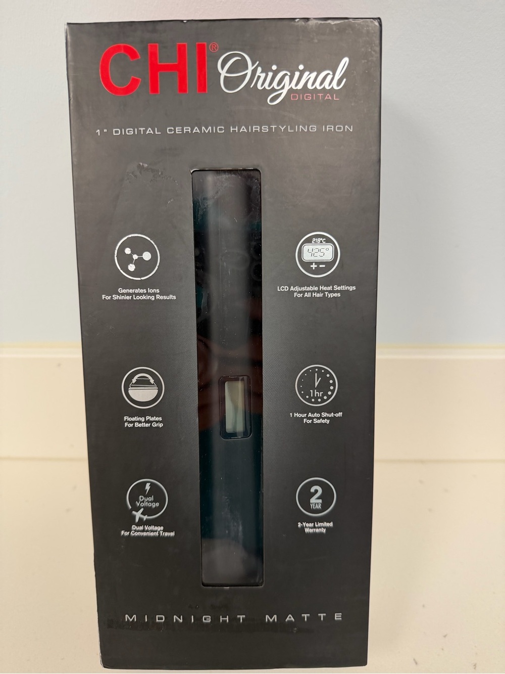 CHI Original 1" Digital Ceramic Hairstyling Iron - Midnight Matte New in box